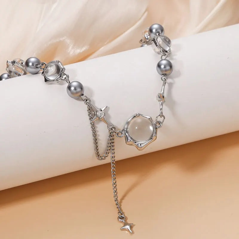 Collana girocollo donna Thorn Desin collana fata vetro opale collana catena clavicola elegante girocollo festa Color argento