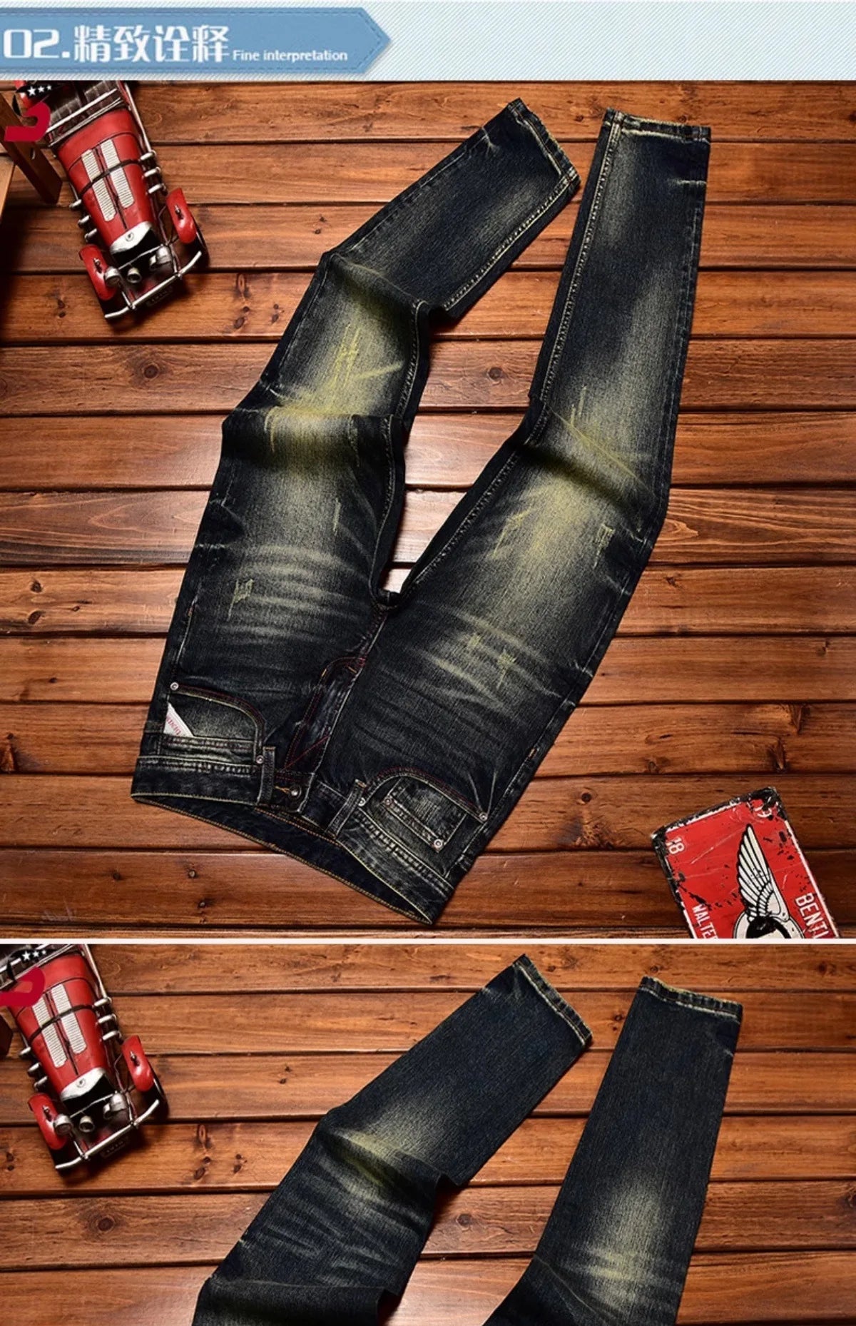 Jeans nostalgici retrò Moda classica da uomo 2025 Nuova caduta Slim Fit Dritto Alla moda Casual Pantaloni lunghi in denim abbinati