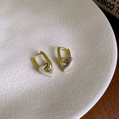 Orecchini a Cuore Rosso Carini per Donne e Ragazze, Orecchini a Cerchio Semplici e Lisci, Orecchini Geometrici alla Moda, Gioielli Rotondi per Feste