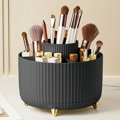Organizzatore di scatole di immagazzinaggio cosmetici da tavolo per trucco girevole di grande capacità per il bagno Portapenne portatile per pennelli per trucco per rossetto