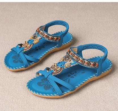Sandali da donna Sandali estivi stile Boemia Donna Fondo morbido Sandali con tacco basso Scarpe da donna Scarpe antiscivolo Calzature estive