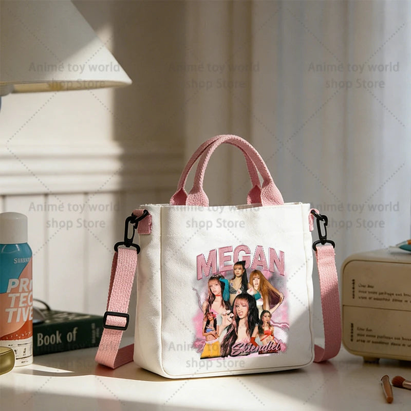KATSEYE Borse di tela da donna Borsa a tracolla per ragazze Borse tote moda Ragazza Borsa tote per cartoni animati Borsa di grande capacità Borse per la spesa Regalo