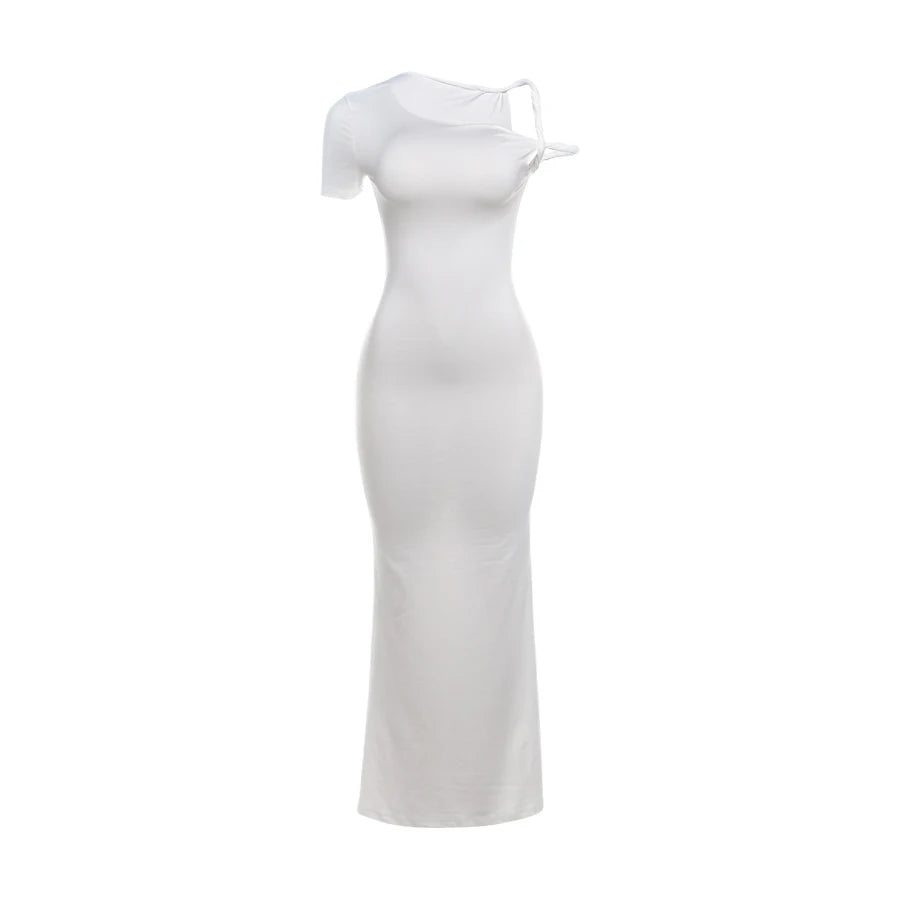 Strano gatto vestito dalla fasciatura donna estate sexy irregolare solido guaina chic elasticizzato a forma di corpo liscio festa di compleanno elegante aderente