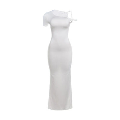 Strano gatto vestito dalla fasciatura donna estate sexy irregolare solido guaina chic elasticizzato a forma di corpo liscio festa di compleanno elegante aderente