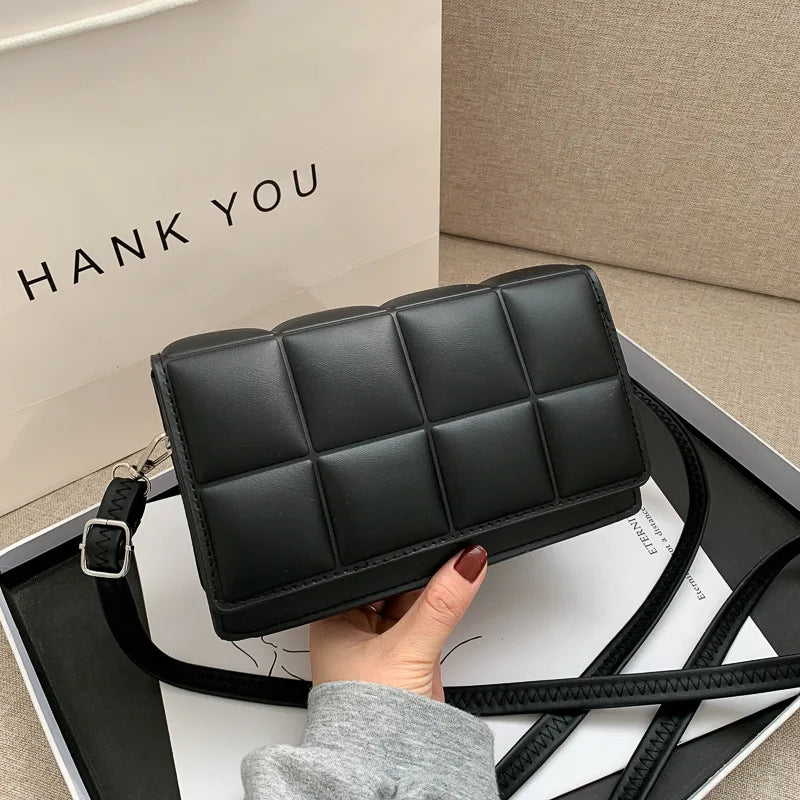 Nuove borse a tracolla moda tinta unita borsa a tracolla da viaggio femminile plaid piccole borse a tracolla in pelle PU per donna