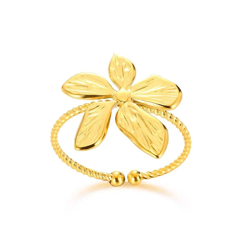 Anelli con fiori grandi esagerati in acciaio inossidabile per le donne Anello da dito con girasole color oro Regalo di gioielli estetici di moda femminile