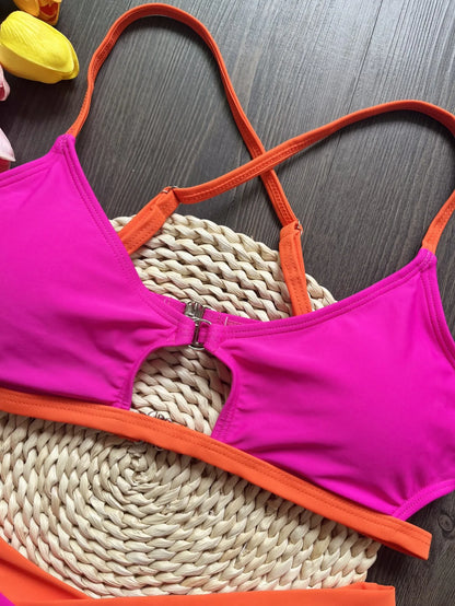 RUOTONSEPT Sexy Solid Splicing Bikinis Set Women's Swimsuit Two-piece Triangle Thong Swimwear Bathing Suit Brazilian Biquinis