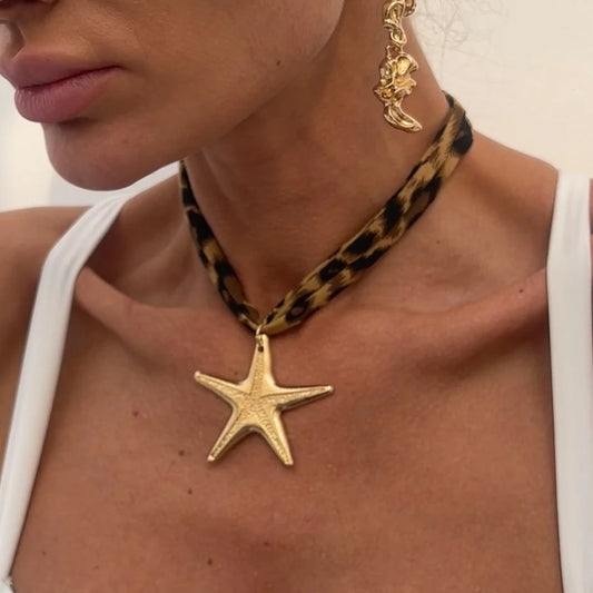 Ingemark 7 Stili Etnici Multistrato Collana a catena in velluto Donna 2025 Nuova moda Conchiglia in metallo Stella marina Cuore Ciondolo Collo Gioielli