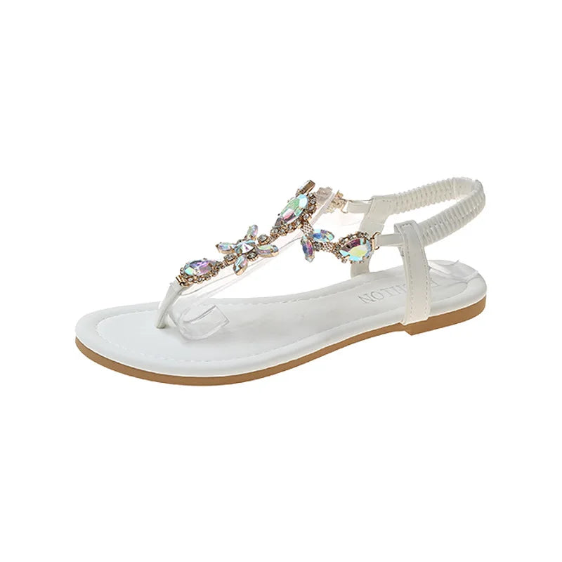 Appartamenti estivi Sandali Delle Donne di Cristallo Clip Toe Pantofole di Tendenza di Marca di Lusso Scarpe Da Donna Spiaggia Causale Presentazioni Aziende Produttrici Giochi Mujer Zapatos 2023