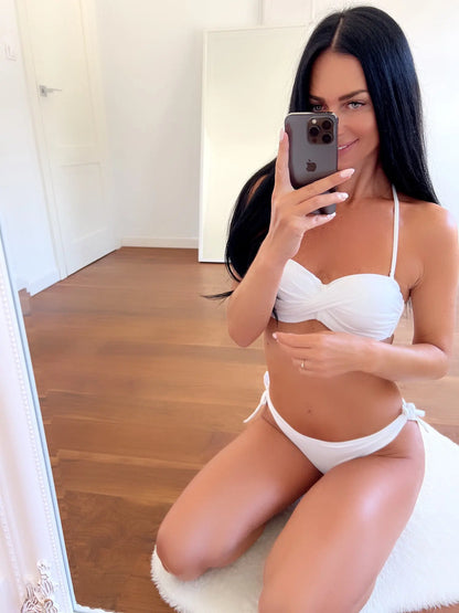 Bikini Solide Avec Bretelles Bandage Ensemble Bikini Blanc Push Up Bikini Maillots De Bain Bandeau Maillot De Bain Brésilien Maillot De Bain