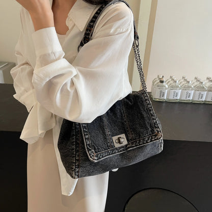 Borsa in denim da donna 2025 Borse a tracolla casual di nuova moda Borsa tote di grande capacità Borse a tracolla per pendolari di classe per donna bolsa sac