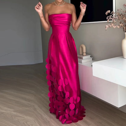 Sexy elegante con spalle scoperte in raso impiombato scava fuori vestito da partito estate delle donne backless rosso chic banchetto abiti da sera 2025 nuovo
