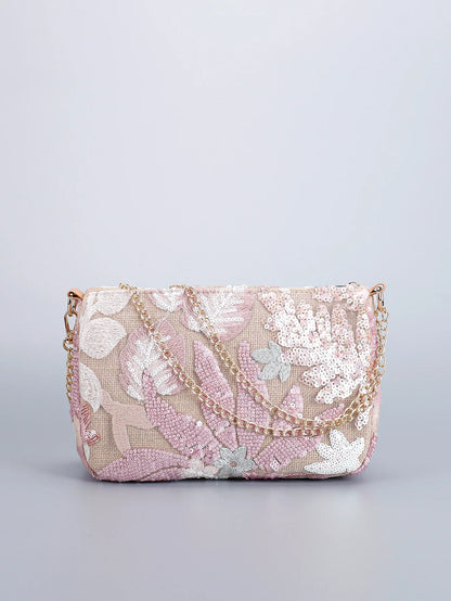 Borse a tracolla da donna con ricamo floreale carino Catene con paillettes alla moda Borsa a tracolla Borsa da spiaggia casual estiva Borsa e portamonete Hobos