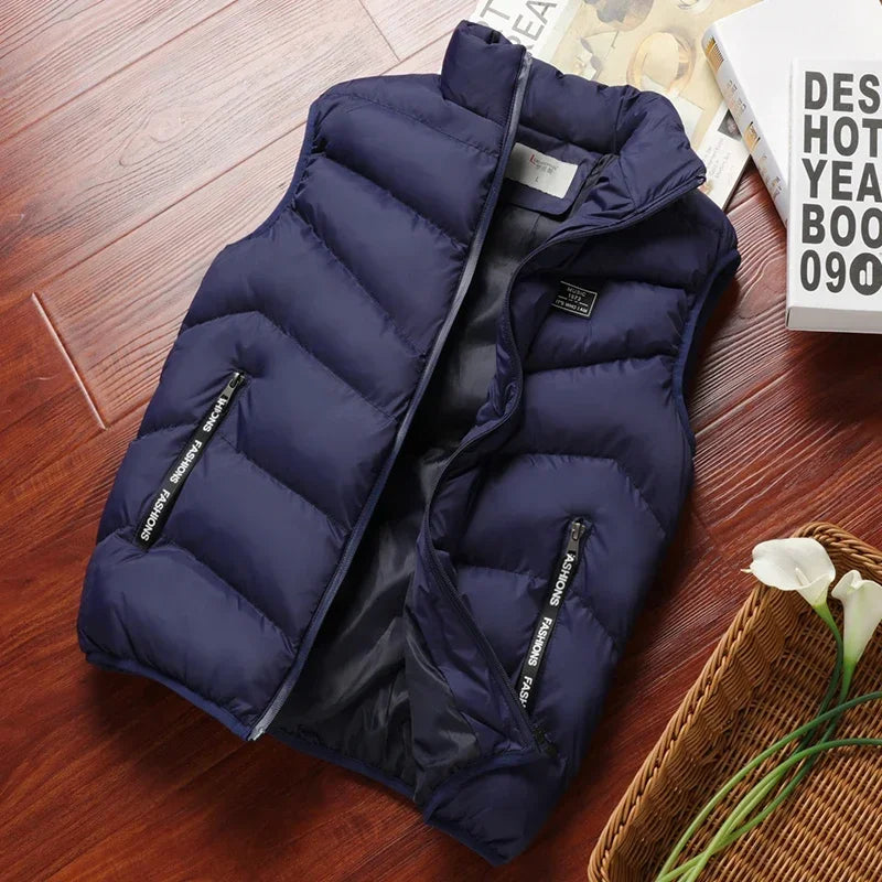2024 Nuovo Puffer Cappotti senza maniche Mens Tinta unita Piumino Inverno Caldo Gilet Giacca da uomo Gilet Outwear Giacca a vento Abbigliamento