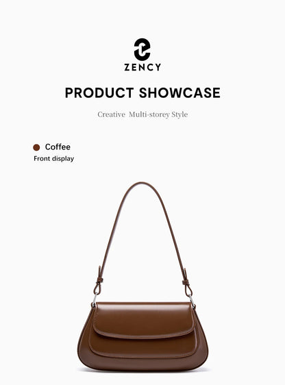 Borse di lusso Zency per donna, in vera pelle, stile francese, borsa a tracolla estiva da donna, borsa a spalla, borsa a tracolla sottobraccio.