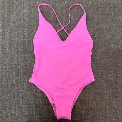 Sexy Padded One Piece Swimsuit Women Swimwear Solid Bathing Suit Monokini Swimming Suit Summer Beachwear maillot de bain femme