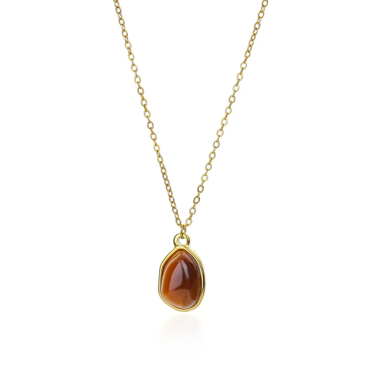 Collana ovale in pietra opale di moda per donna Collana con ciondolo in pietra ovale color oro in acciaio inossidabile Regalo di gioielli estetici per matrimonio