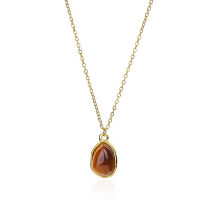 Collana ovale in pietra opale di moda per donna Collana con ciondolo in pietra ovale color oro in acciaio inossidabile Regalo di gioielli estetici per matrimonio