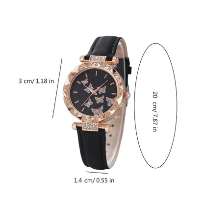 Set di gioielli a farfalla (senza scatola) orologi da donna anelli per orologi in pelle da donna collana orecchini bracciale regalo di nozze