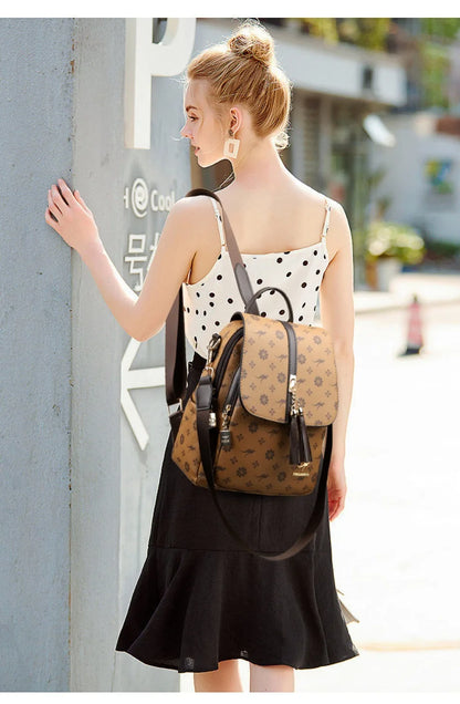Zaino da donna Designer borsa da donna in pelle di alta qualità stampa di moda di lusso borse da scuola con nappe zaini di grande capacità Sac