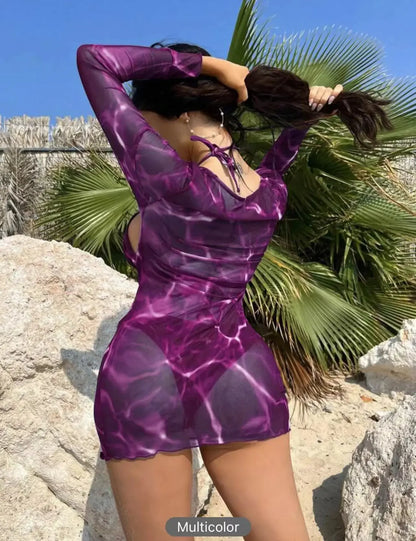 2024 3 pezzi Anello Link Stampa Costumi da bagno Donna Triangolo Bikini Femminile Halter Costume da bagno Beachwear Costume da bagno Dare un regalo