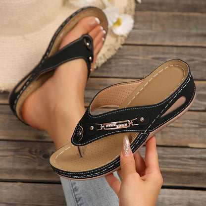 Orthopädische Damensandalen Sommer Orthopädische Flip-Flops mit Fußgewölbestütze Rutschfeste Hausschuhe mit dicker Sohle für den täglichen Gebrauch am Strand