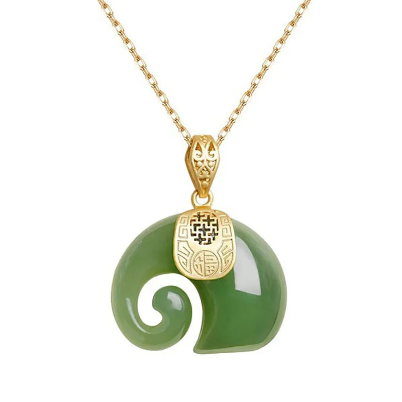 Boutique Natural Stone Hetian Jade Elephant ciondolo collana a catena placcata oro 18 carati gioielli girocollo per le donne anniversario di compleanno