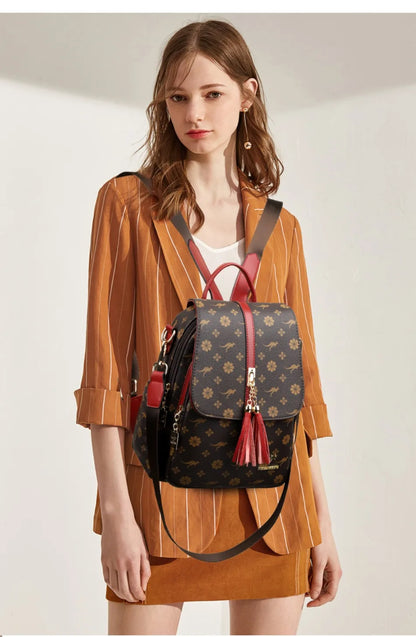 Zaino da donna Designer borsa da donna in pelle di alta qualità stampa di moda di lusso borse da scuola con nappe zaini di grande capacità Sac