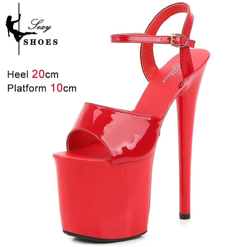 Women Sexy Show Sandals 20 CM High Heels Sexy Platform Color Sandals Girls 8Inch Super High Heels Shoe for Party Club Stripper
