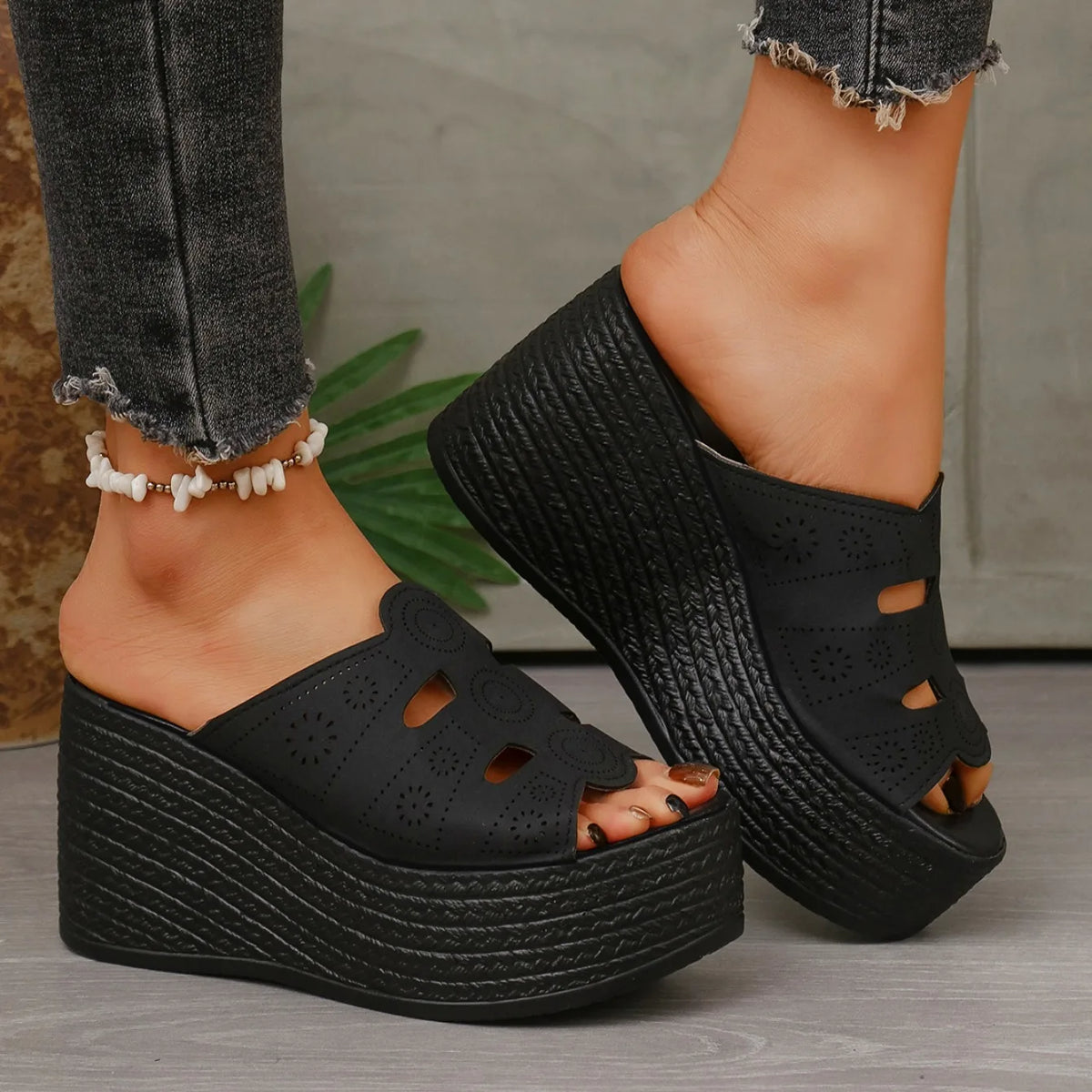 Sandales d'été décontractées pour femmes Sandales compensées à plateforme antidérapantes pour l'extérieur Sandales antidérapantes confortables pour femmes Chaussures de créateur Zapatos De Mujer