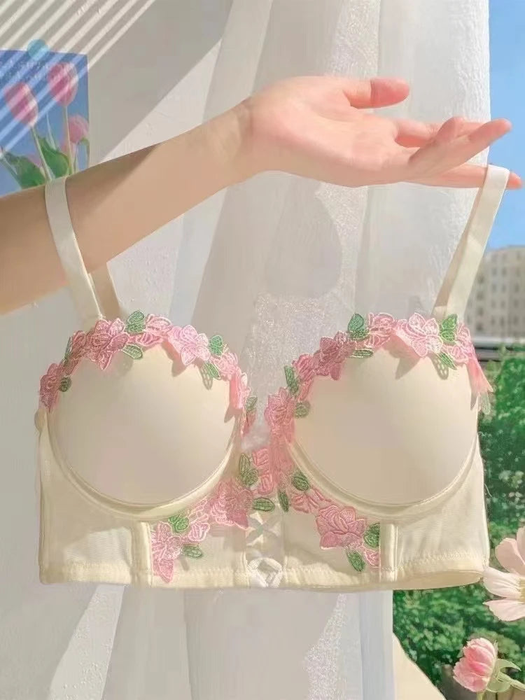 MOYISU London Anime Bralette - Delicato reggiseno senza fili per adolescenti, lingerie estiva giapponese Busto piccolo Allure sottile aderente