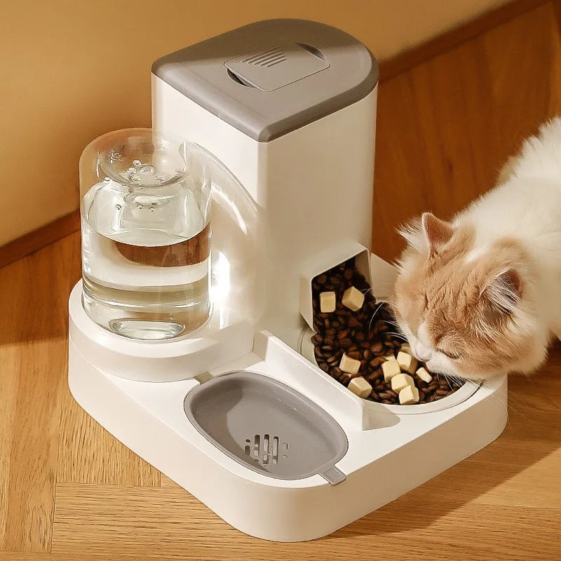 Distributore Automatico di Cibo e Acqua per Cani e Gatti, Set con Ciotola Universale per Animali Domestici