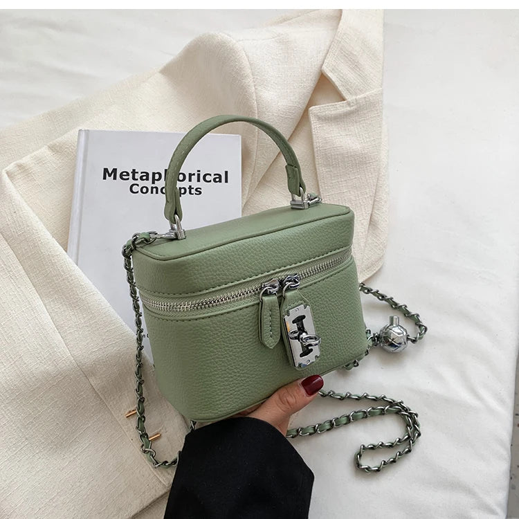 Borse Quadrate da Donna Estate 2026, Borse a Tracolla con Catene alla Moda, Borsa a Spalla in PU Texturizzato, Elegante Mini Borsa Chic per Cellulare