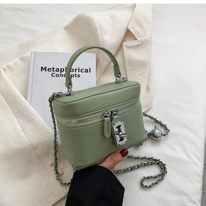 Borse Quadrate da Donna Estate 2026, Borse a Tracolla con Catene alla Moda, Borsa a Spalla in PU Texturizzato, Elegante Mini Borsa Chic per Cellulare