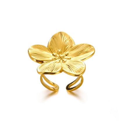 Anelli con fiori grandi esagerati in acciaio inossidabile per le donne Anello da dito con girasole color oro Regalo di gioielli estetici di moda femminile