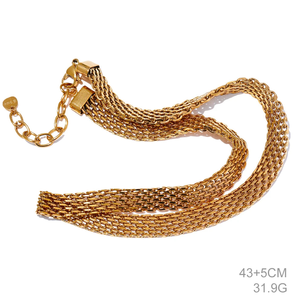 Yhpup Collana a collo largo con catena cubana in metallo impermeabile in acciaio inossidabile Colore oro argento Regalo di gioielli con texture alla moda