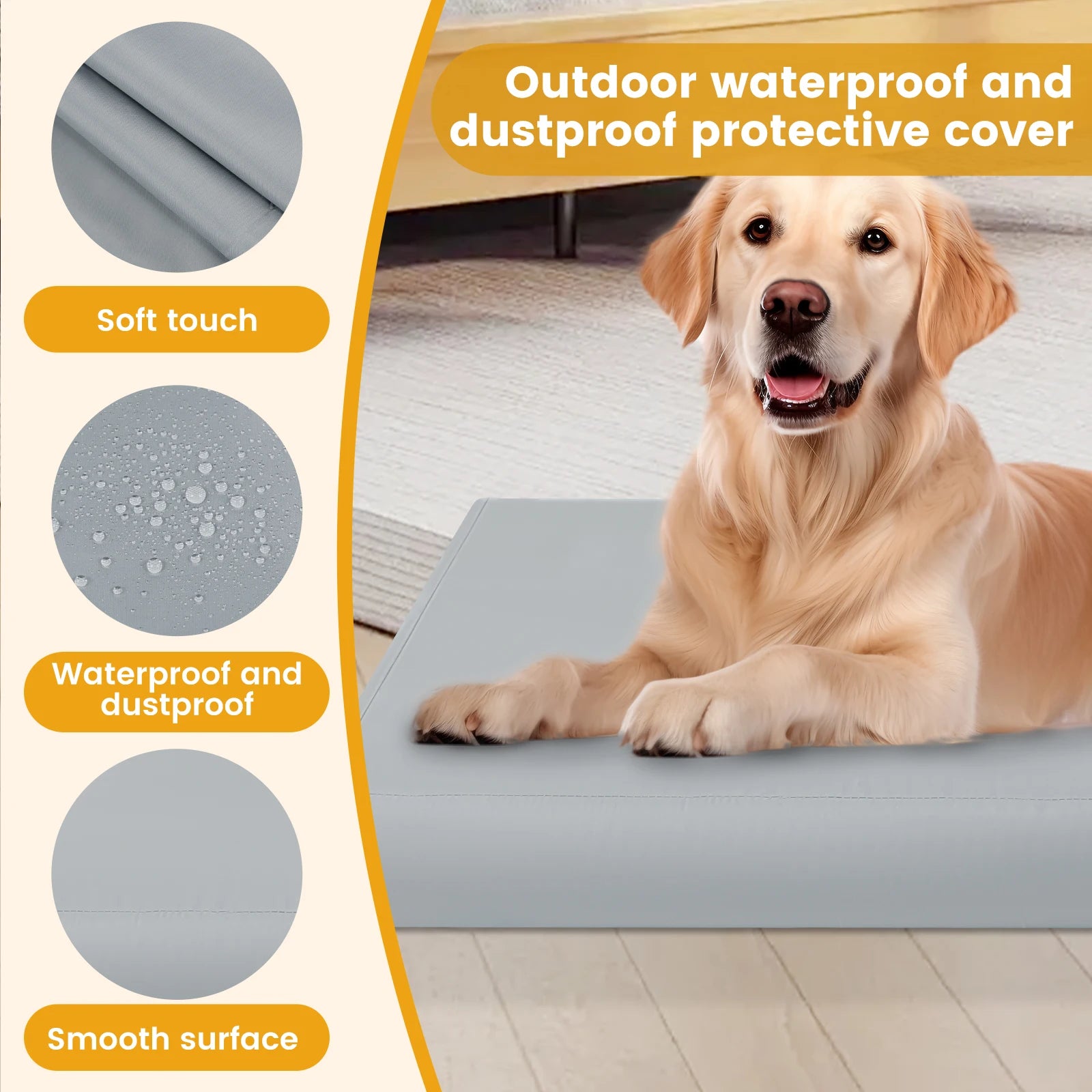 Copriletto per cani Copriletto per cani impermeabile in tessuto Oxford con cerniera Fodera per letto per cani rimovibile Facile da lavare Forniture per animali domestici S/M