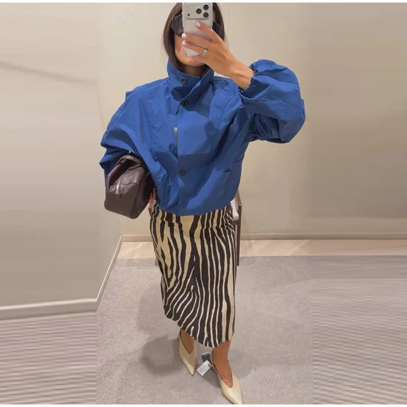 Gonna midi a righe zebrate da donna, a vita alta, dritta, elegante, aderente, casual, lunga, 2026, outfit moda street estivo e autunnale