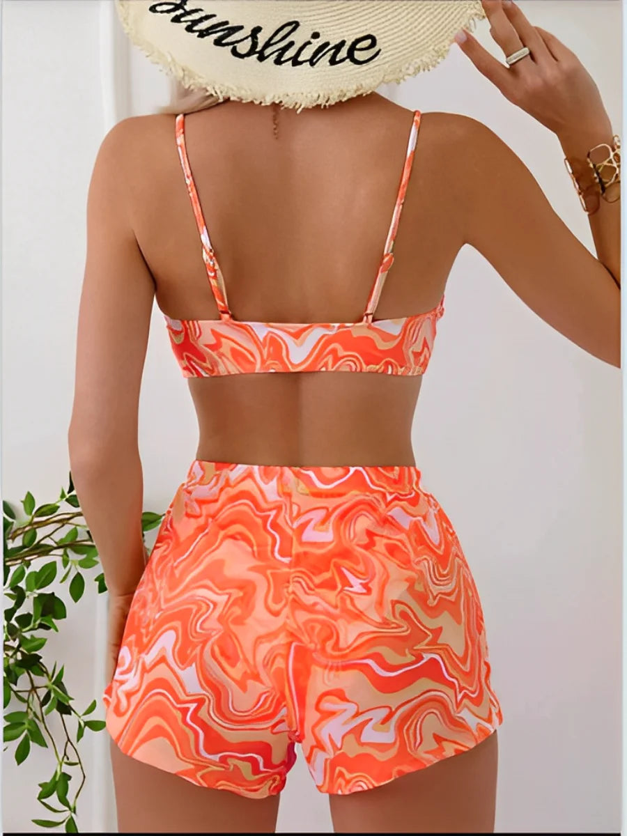 Sexy Bikini 2026 Women 3 Pieces Swimwear Female High Waist Swimsuit Orange Bathers Swimming Bathing Swim Suit Summer Beachwear