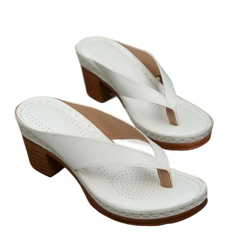 Sandales d'été pour femmes de haute qualité, nouvelle mode, couleur unie, bout ouvert, talons hauts, décontractées, tongs de plage, Zapatos Mujer
