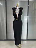 Nouvelles Femmes Été Sexy Rouge Noir Fleur Tank Longue Robe Bandage Moulante Robe De Soirée D'anniversaire De Célébrité