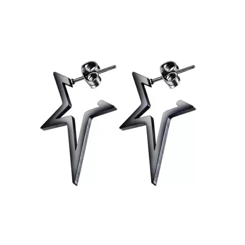 Harajuku Punk Grande Stella Orecchino Irregolare Scava Fuori Alien Metallo Pentagramma Ear Stud per Le Donne Cool Girl Trend Y2K Gioielli NUOVO Har