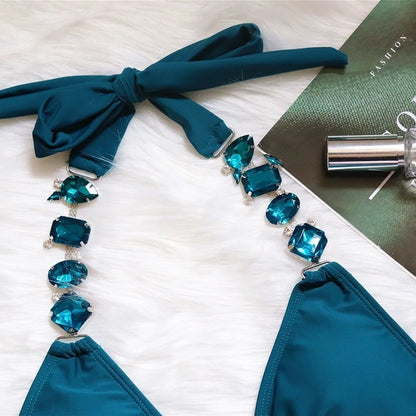 nuovo costume da bagno in due pezzi con strass 2026 cristallo di lusso perizoma Sexy perizoma Bikini Set costumi da bagno da donna costume da bagno Sexy da spiaggia