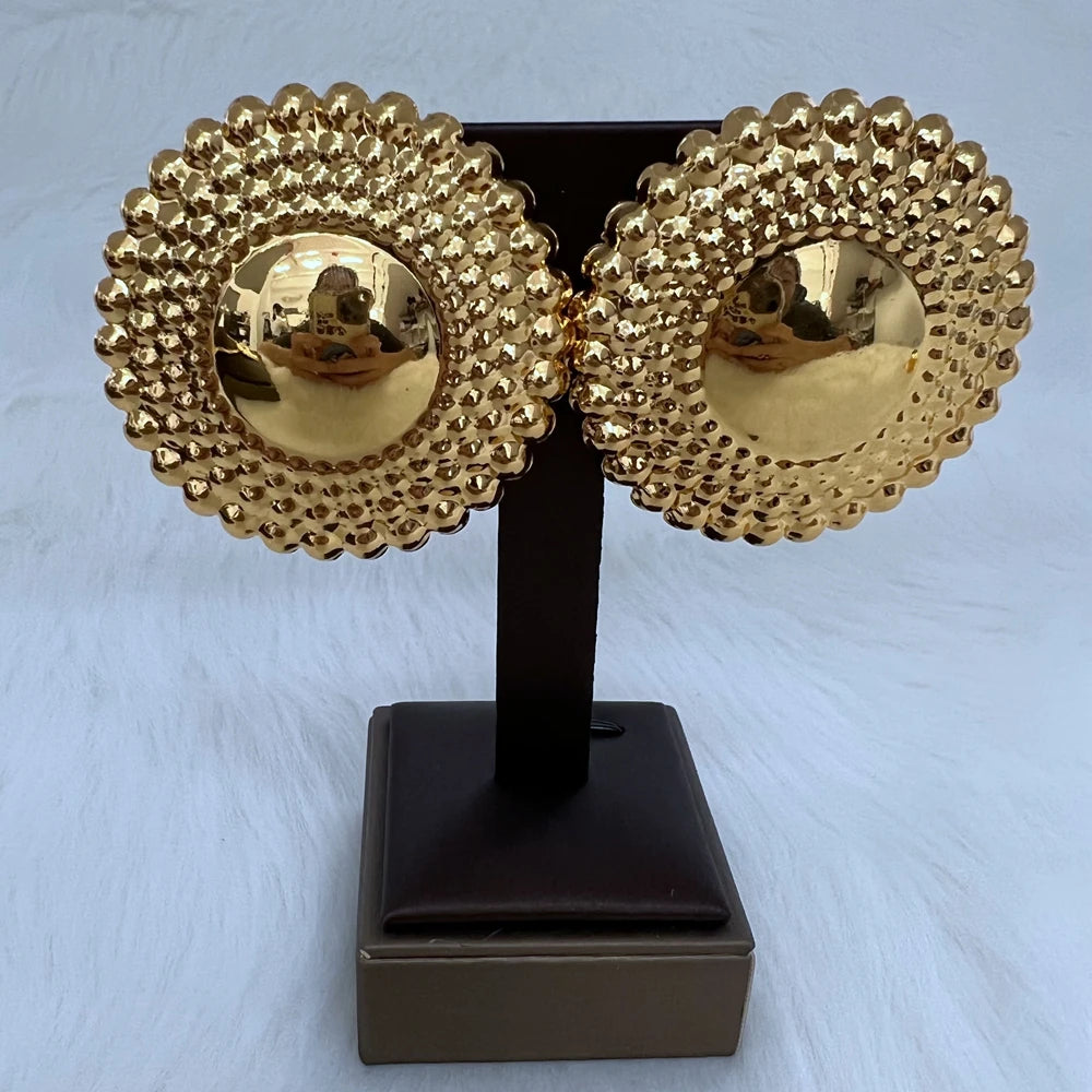 Ensemble de bijoux de Dubaï pour femme, collier et boucles d'oreilles pendentif perles rondes, bijoux plaqués or pour mariages, cadeau accessoire de mariée
