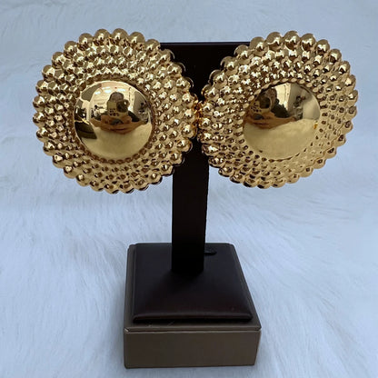 Ensemble de bijoux de Dubaï pour femme, collier et boucles d'oreilles pendentif perles rondes, bijoux plaqués or pour mariages, cadeau accessoire de mariée