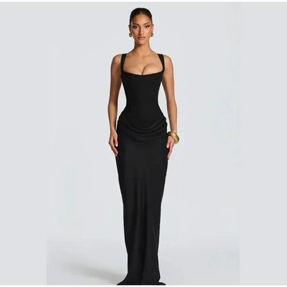 Mini abito da donna con scollo a V e scollo all'americana senza schienale Moda senza maniche a vita alta Abiti aderenti 2025 Nuova estate Lady Party Holiday Robes