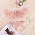 Sous-vêtements sexy d'été pour femmes Lingerie fleurie séduisante et rêveuse Hauts de bralette séduisants à épaules dénudées Culottes Ensemble érotique transparent