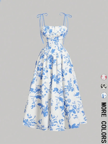 Nuove donne stampa cinturino per spaghetti vestito moda estiva elegante casual ufficio partito abiti casual per le donne veste femme abiti