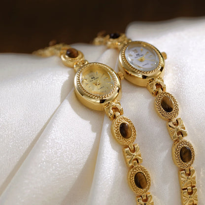 Orologio da donna elegante Bracciale in giada Orologio piccolo Orologi al quarzo moda Orologio da polso dorato di lusso Regali per le donne Marchio originale