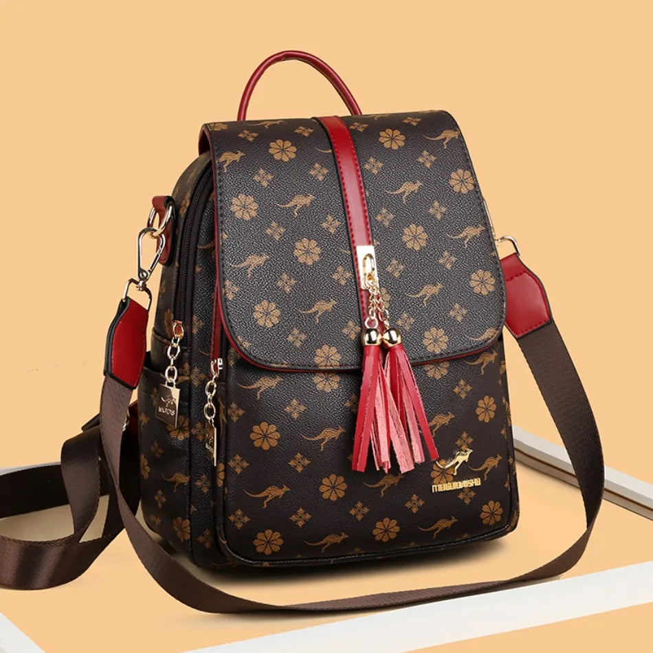 Zaino da donna Designer borsa da donna in pelle di alta qualità stampa di moda di lusso borse da scuola con nappe zaini di grande capacità Sac